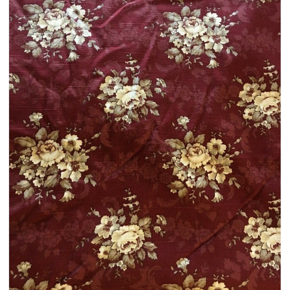 John Wolf Chateau St Maigrin Fabric 4 Yds x 56" Roses Floral Red Vtg Decorator